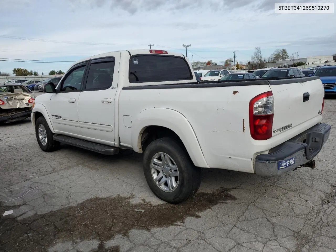 2006 Toyota Tundra Double Cab Sr5 VIN: 5TBET34126S510270 Lot: 78729444