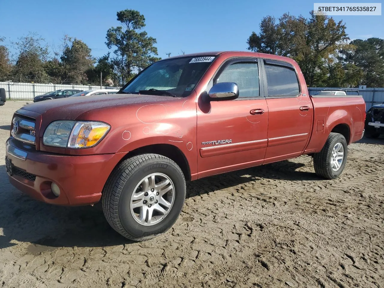 2006 Toyota Tundra Double Cab Sr5 VIN: 5TBET34176S535827 Lot: 78803944