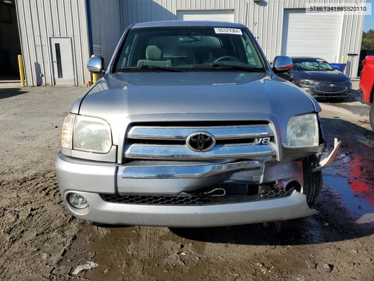 2006 Toyota Tundra Double Cab Sr5 VIN: 5TBET34186S520110 Lot: 80329384