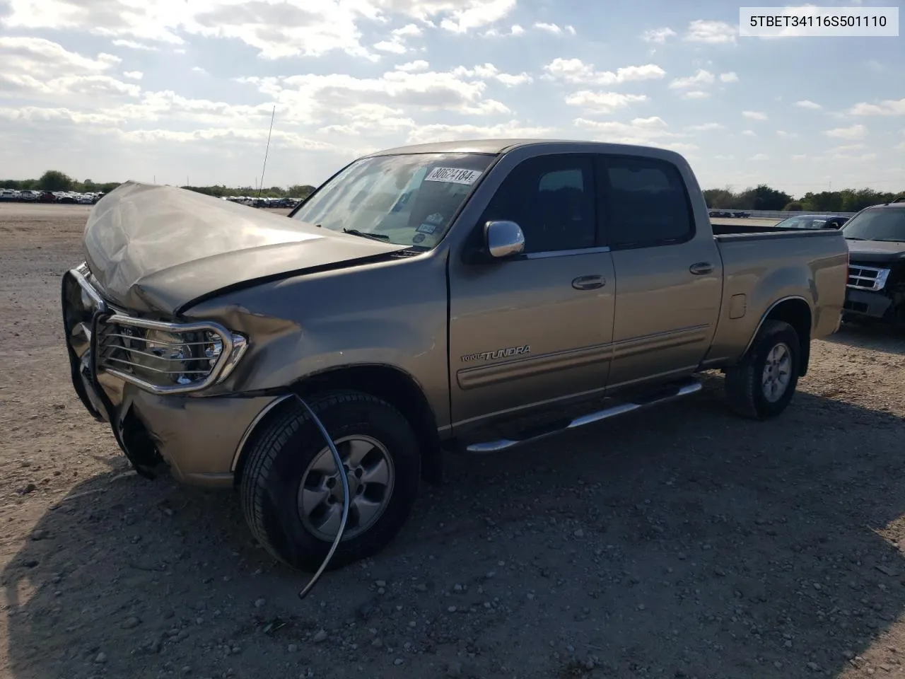 2006 Toyota Tundra Double Cab Sr5 VIN: 5TBET34116S501110 Lot: 80624184