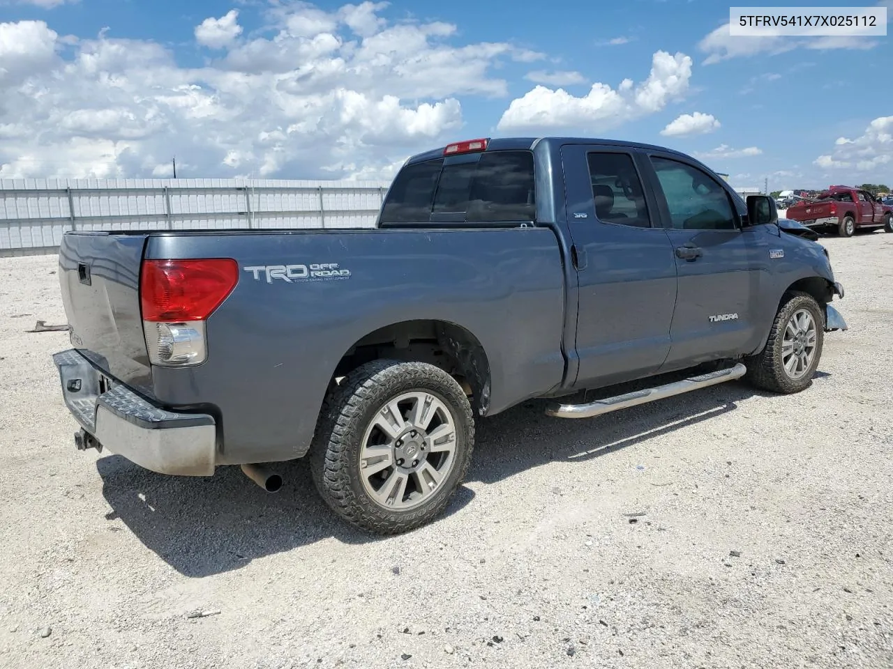 2007 Toyota Tundra Double Cab Sr5 VIN: 5TFRV541X7X025112 Lot: 69796584