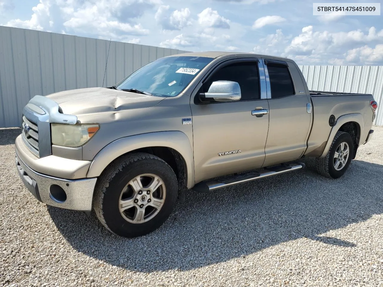 2007 Toyota Tundra Double Cab Sr5 VIN: 5TBRT54147S451009 Lot: 71952334