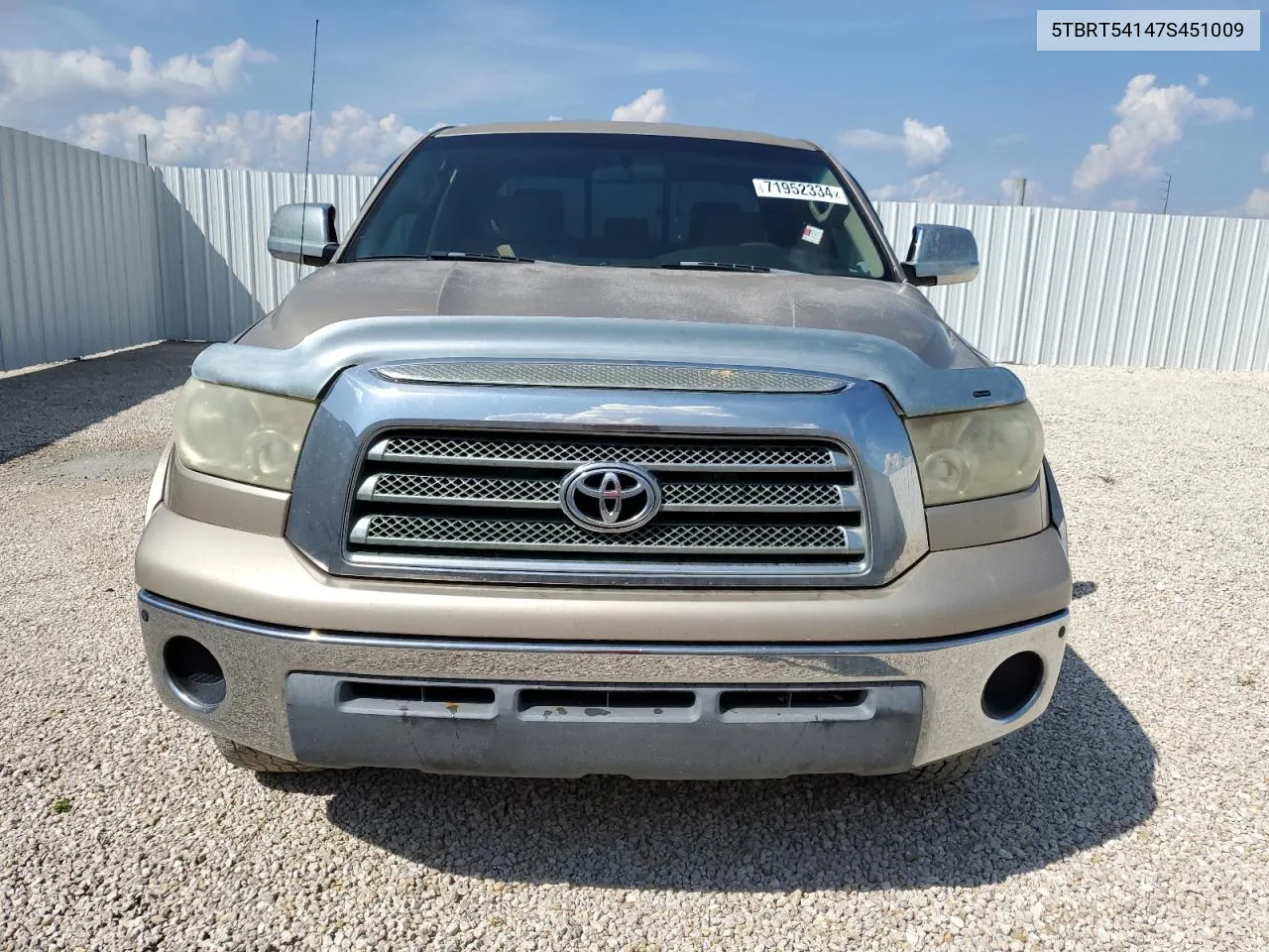 2007 Toyota Tundra Double Cab Sr5 VIN: 5TBRT54147S451009 Lot: 71952334