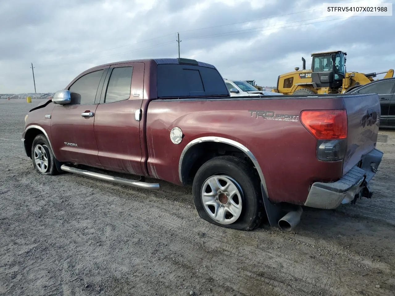 2007 Toyota Tundra Double Cab Sr5 VIN: 5TFRV54107X021988 Lot: 72352524