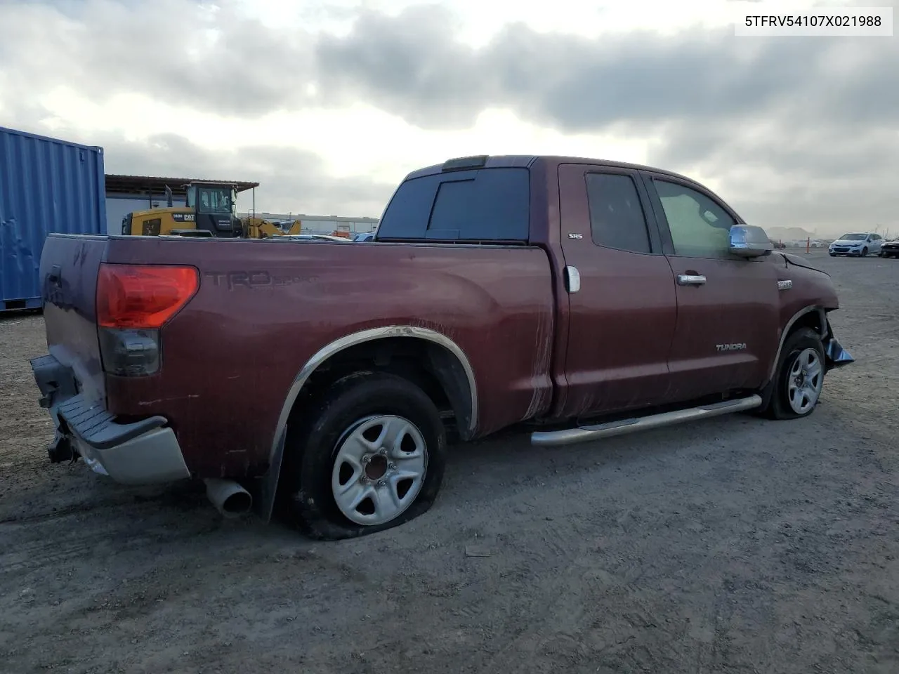 2007 Toyota Tundra Double Cab Sr5 VIN: 5TFRV54107X021988 Lot: 72352524