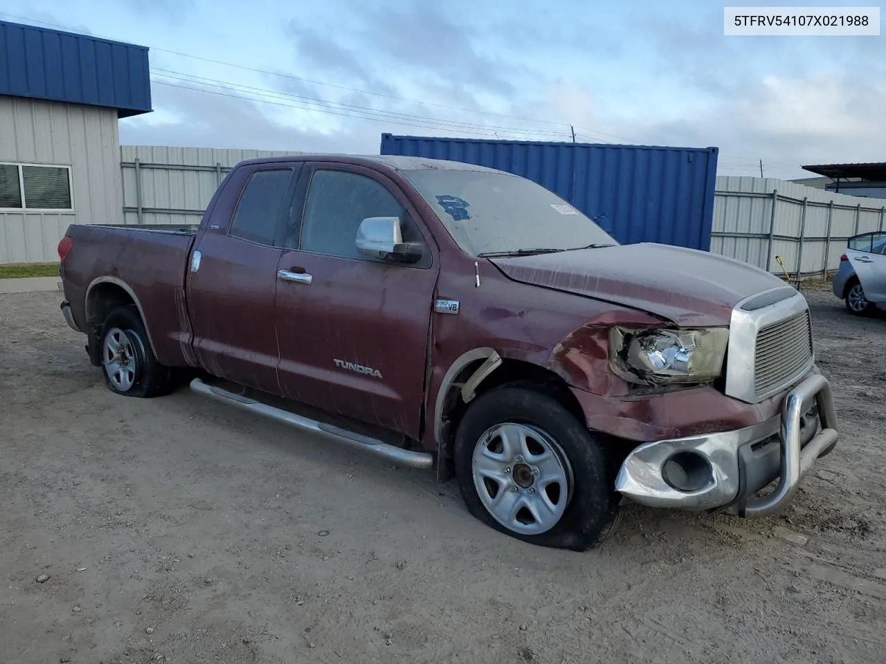 2007 Toyota Tundra Double Cab Sr5 VIN: 5TFRV54107X021988 Lot: 72352524