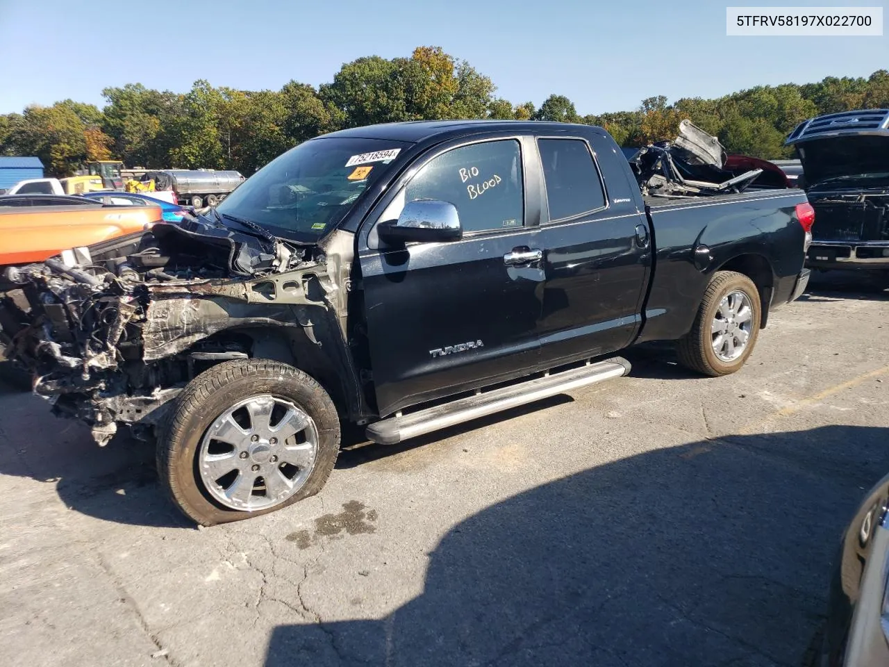 2007 Toyota Tundra Double Cab Limited VIN: 5TFRV58197X022700 Lot: 75218594