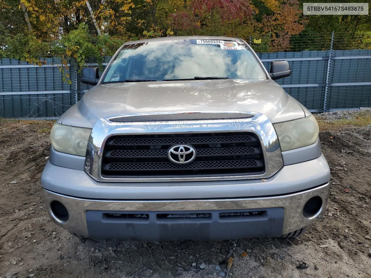 2007 Toyota Tundra Double Cab Sr5 VIN: 5TBBV54167S483875 Lot: 75669334