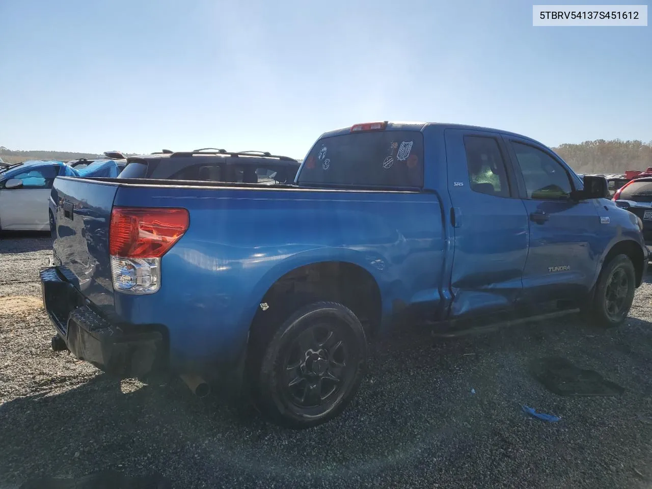 2007 Toyota Tundra Double Cab Sr5 VIN: 5TBRV54137S451612 Lot: 77019414