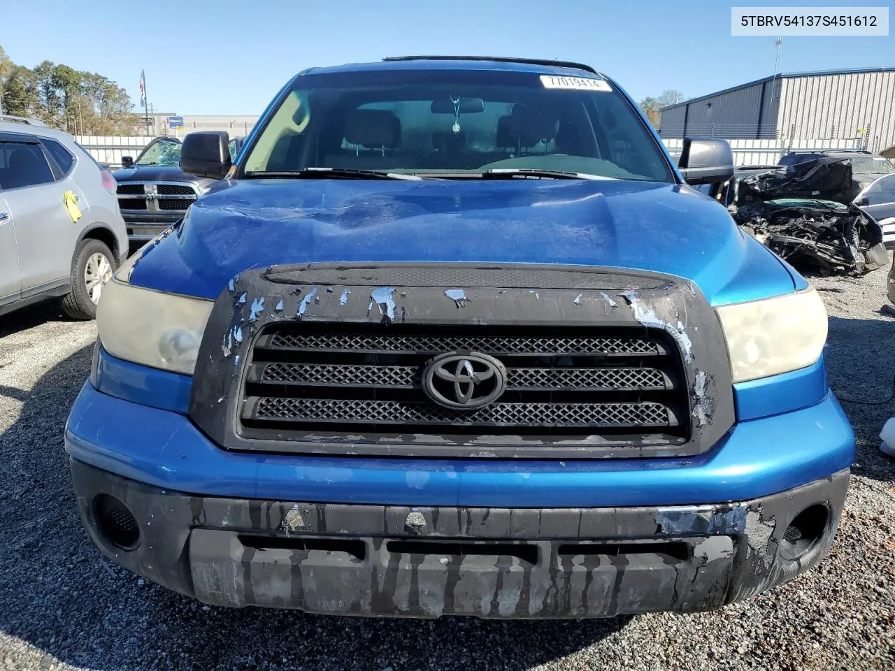 2007 Toyota Tundra Double Cab Sr5 VIN: 5TBRV54137S451612 Lot: 77019414