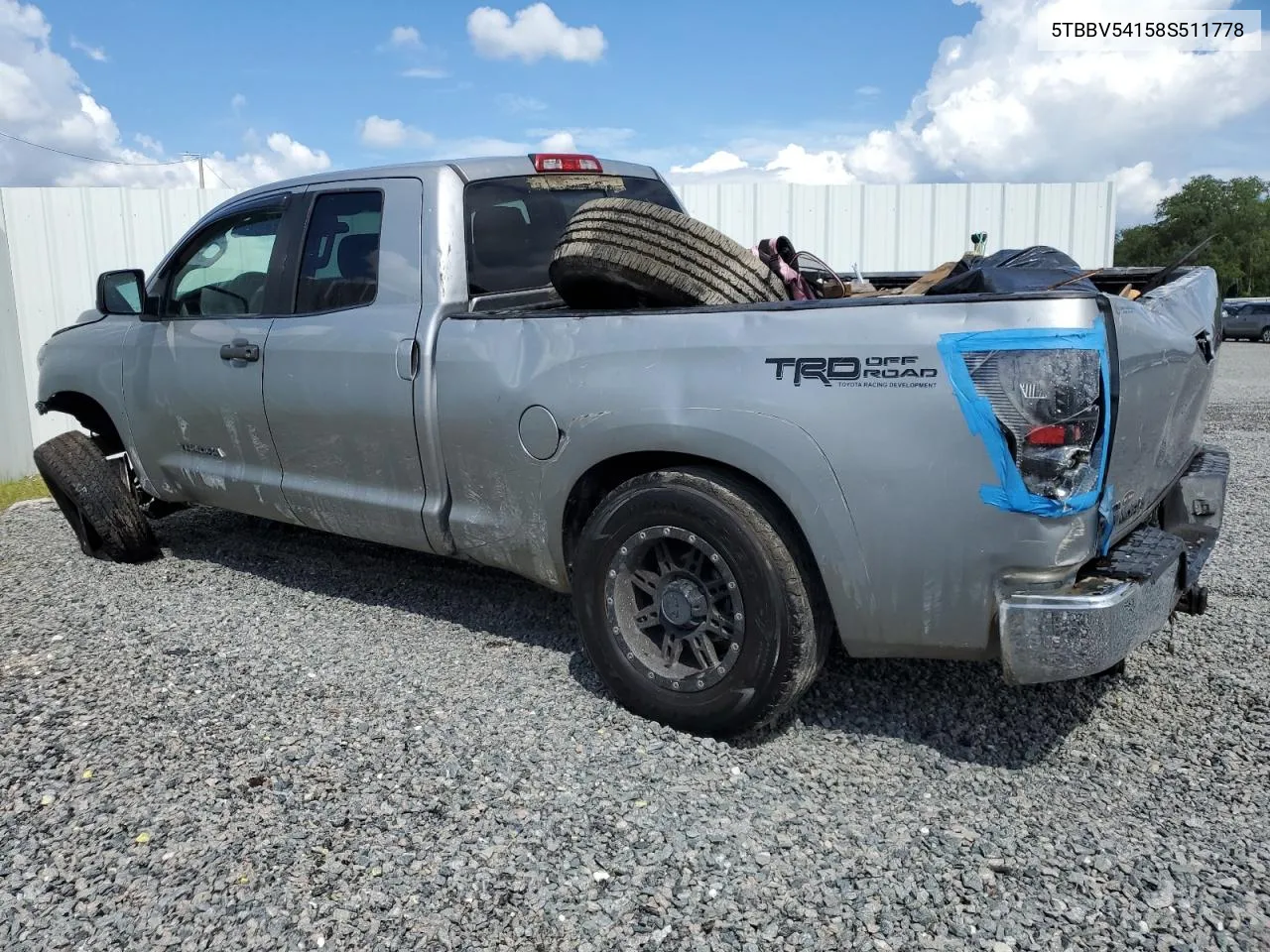 2008 Toyota Tundra Double Cab VIN: 5TBBV54158S511778 Lot: 61340754