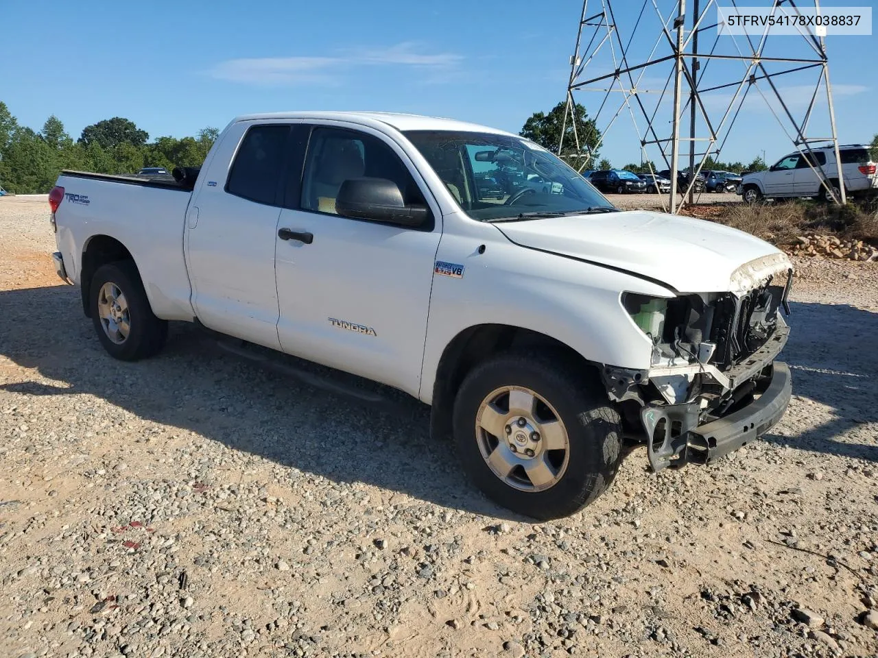 2008 Toyota Tundra Double Cab VIN: 5TFRV54178X038837 Lot: 67883854