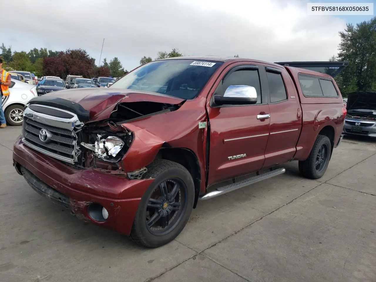 2008 Toyota Tundra Double Cab Limited VIN: 5TFBV58168X050635 Lot: 69874114