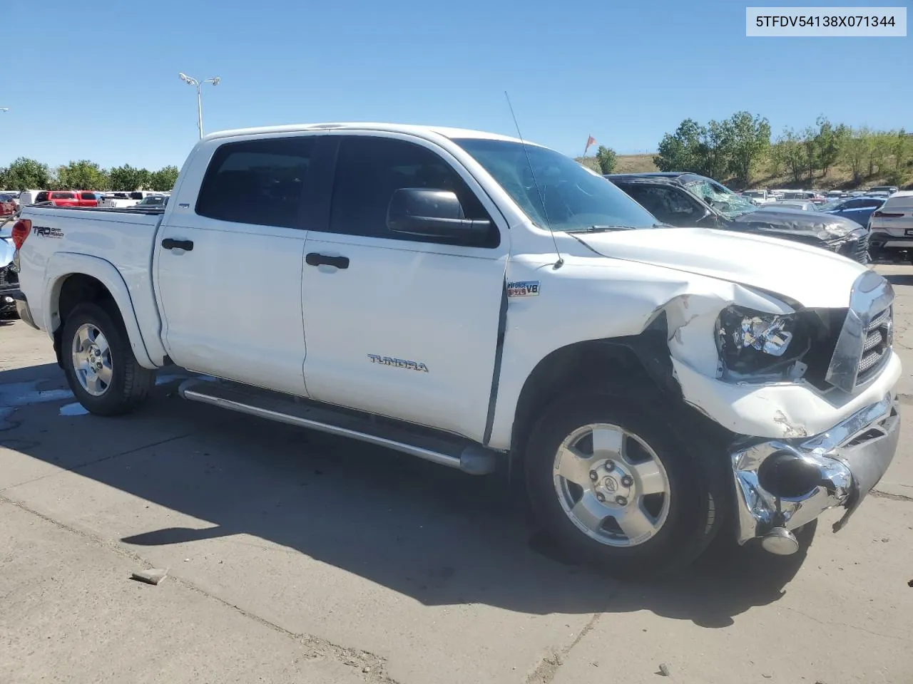 2008 Toyota Tundra Crewmax VIN: 5TFDV54138X071344 Lot: 72073204