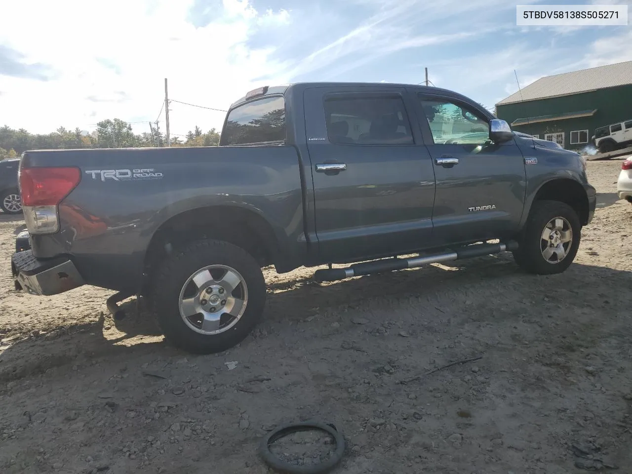 2008 Toyota Tundra Crewmax Limited VIN: 5TBDV58138S505271 Lot: 74323944