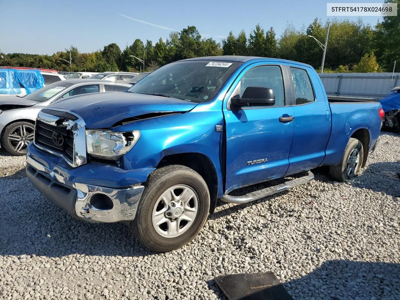 2008 Toyota Tundra Double Cab VIN: 5TFRT54178X024698 Lot: 74734244