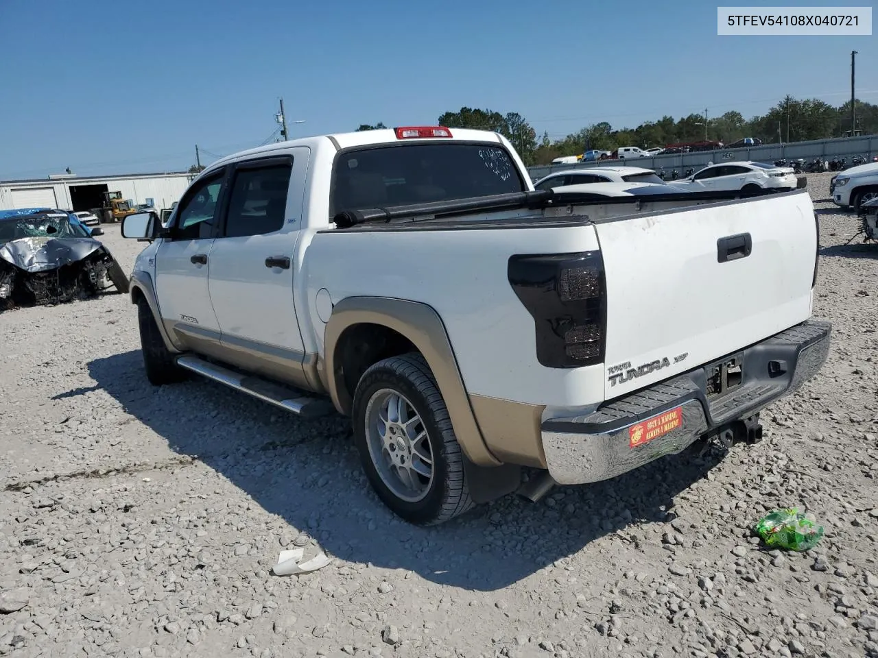 2008 Toyota Tundra Crewmax VIN: 5TFEV54108X040721 Lot: 75205114