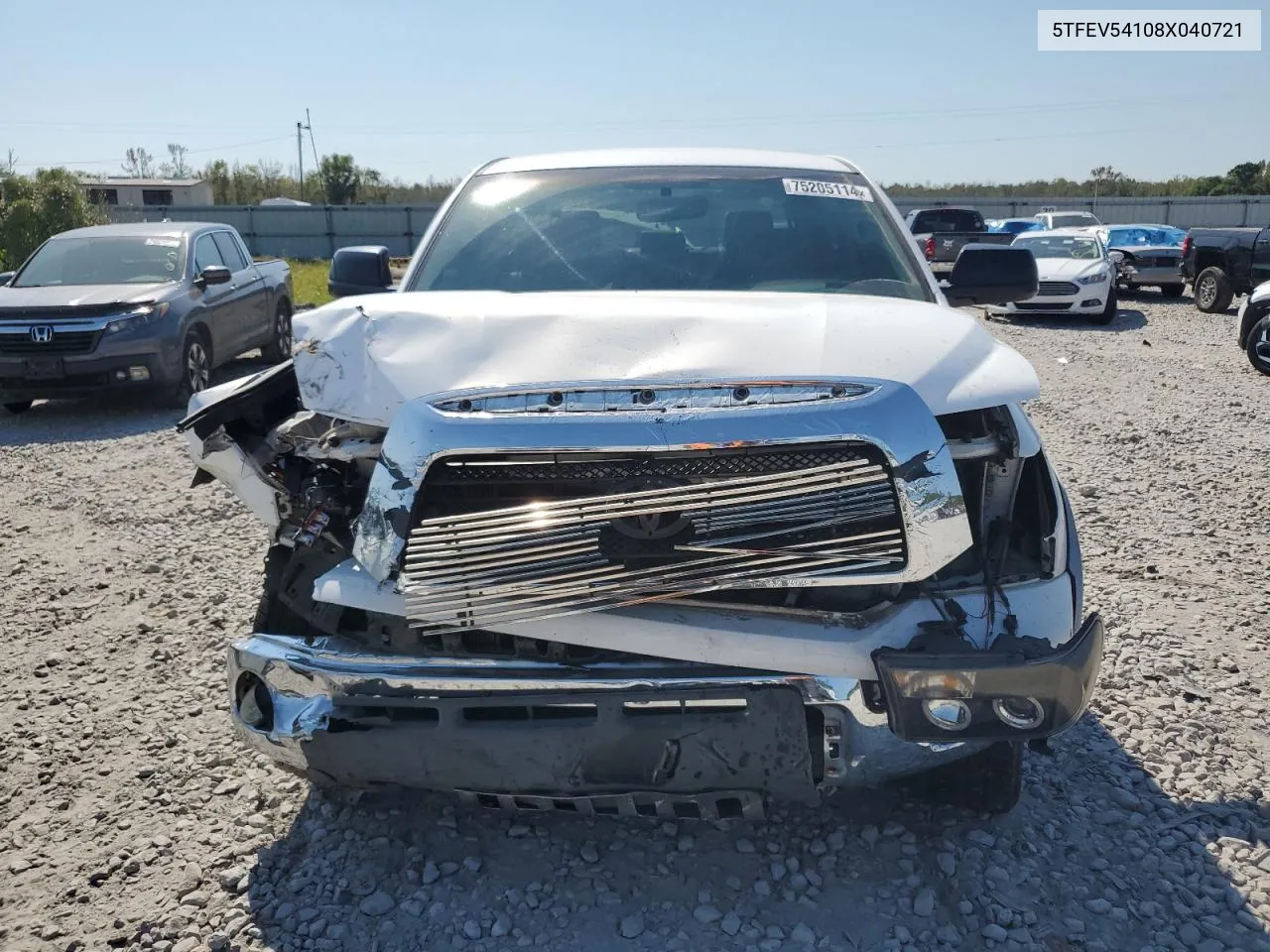 2008 Toyota Tundra Crewmax VIN: 5TFEV54108X040721 Lot: 75205114