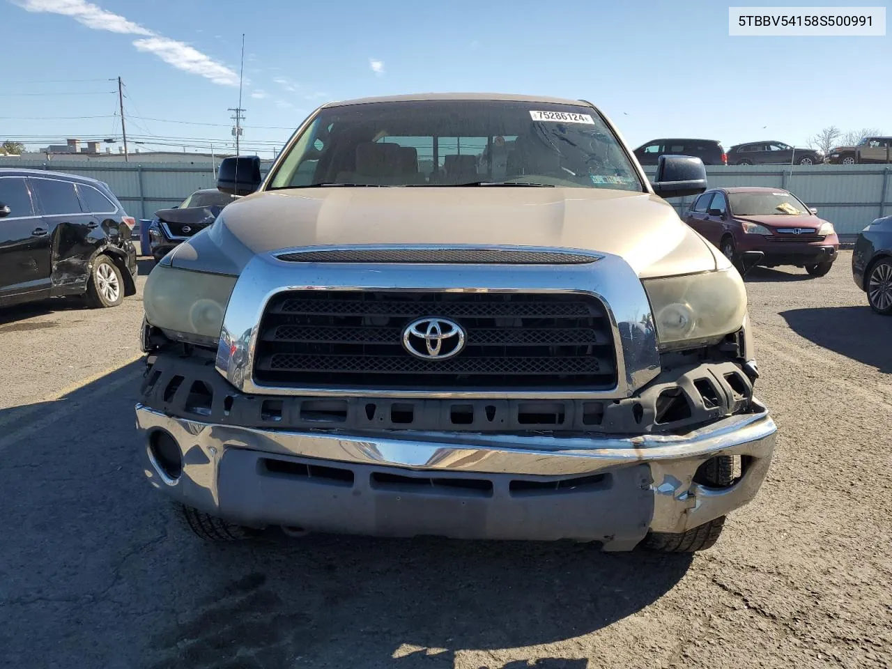 2008 Toyota Tundra Double Cab VIN: 5TBBV54158S500991 Lot: 75286124