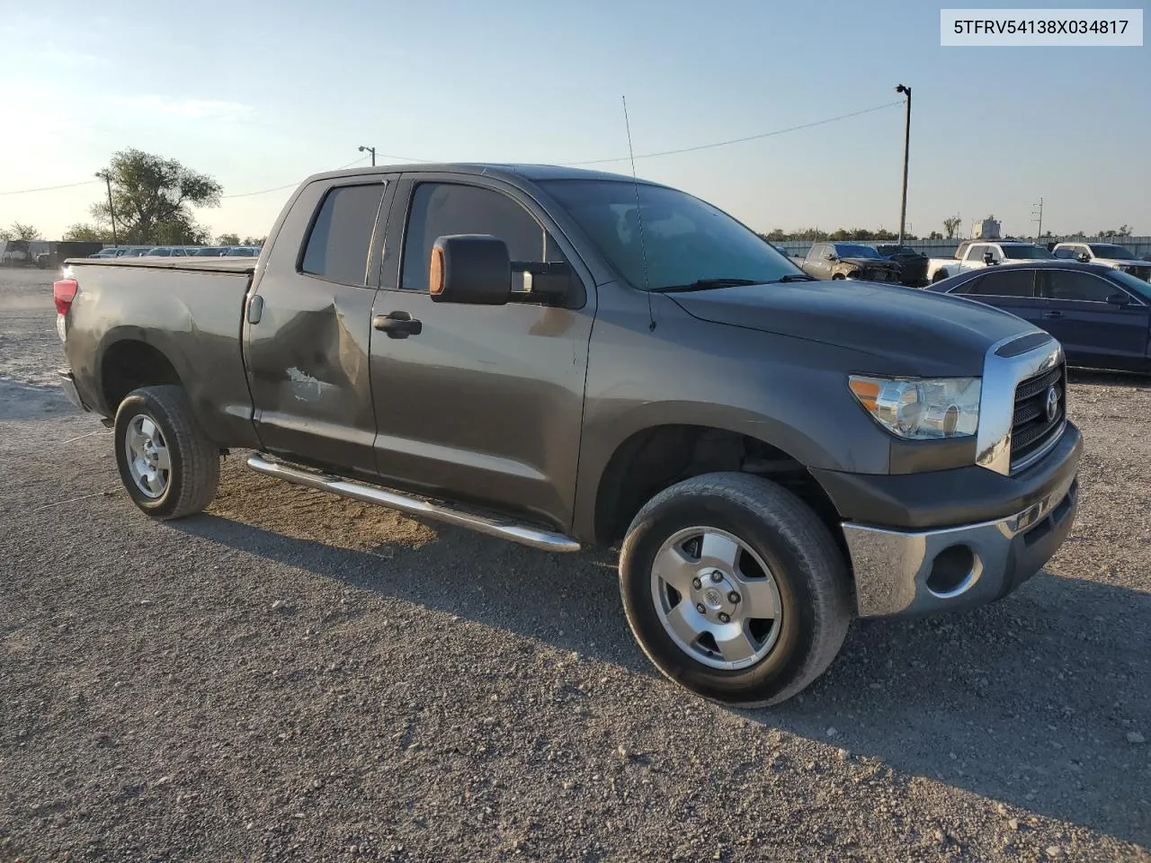 2008 Toyota Tundra Double Cab VIN: 5TFRV54138X034817 Lot: 75294864