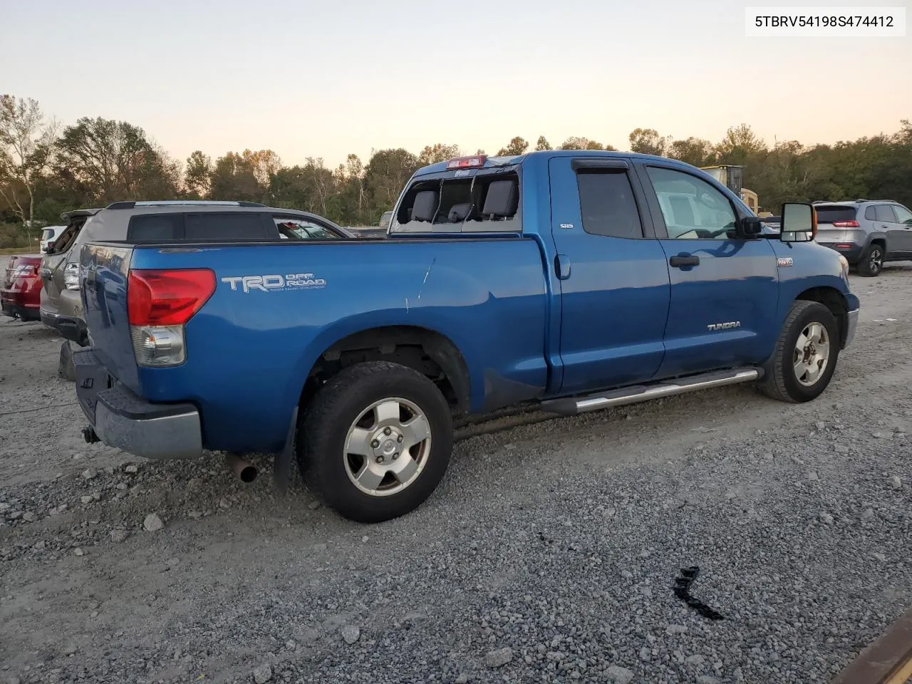 2008 Toyota Tundra Double Cab VIN: 5TBRV54198S474412 Lot: 76099384