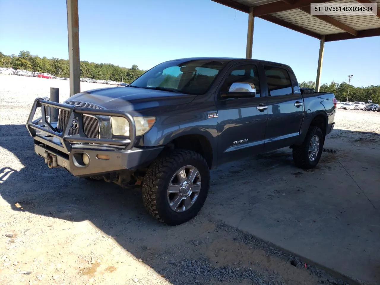 2008 Toyota Tundra Crewmax Limited VIN: 5TFDV58148X034684 Lot: 76235774