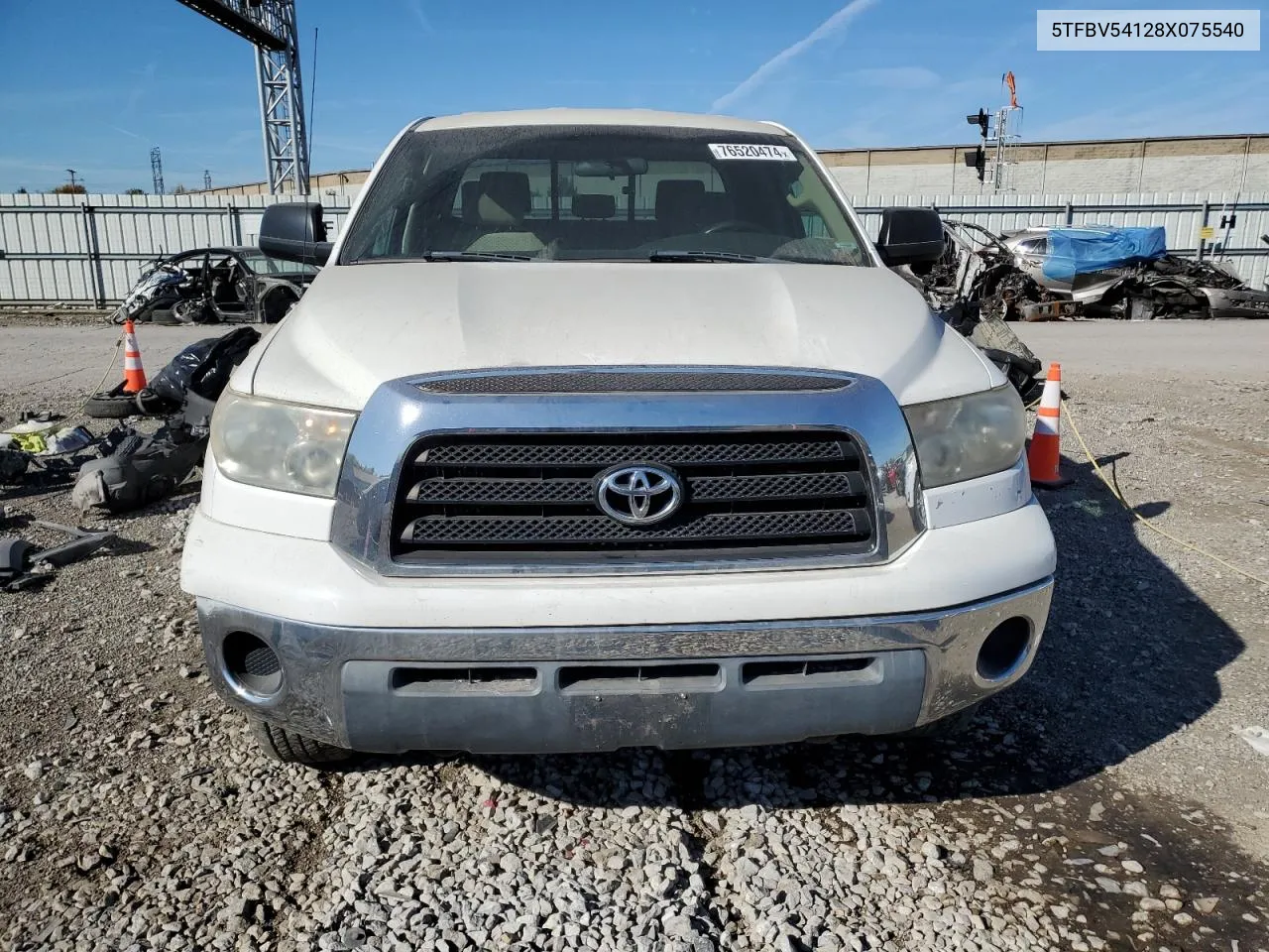 2008 Toyota Tundra Double Cab VIN: 5TFBV54128X075540 Lot: 76520474