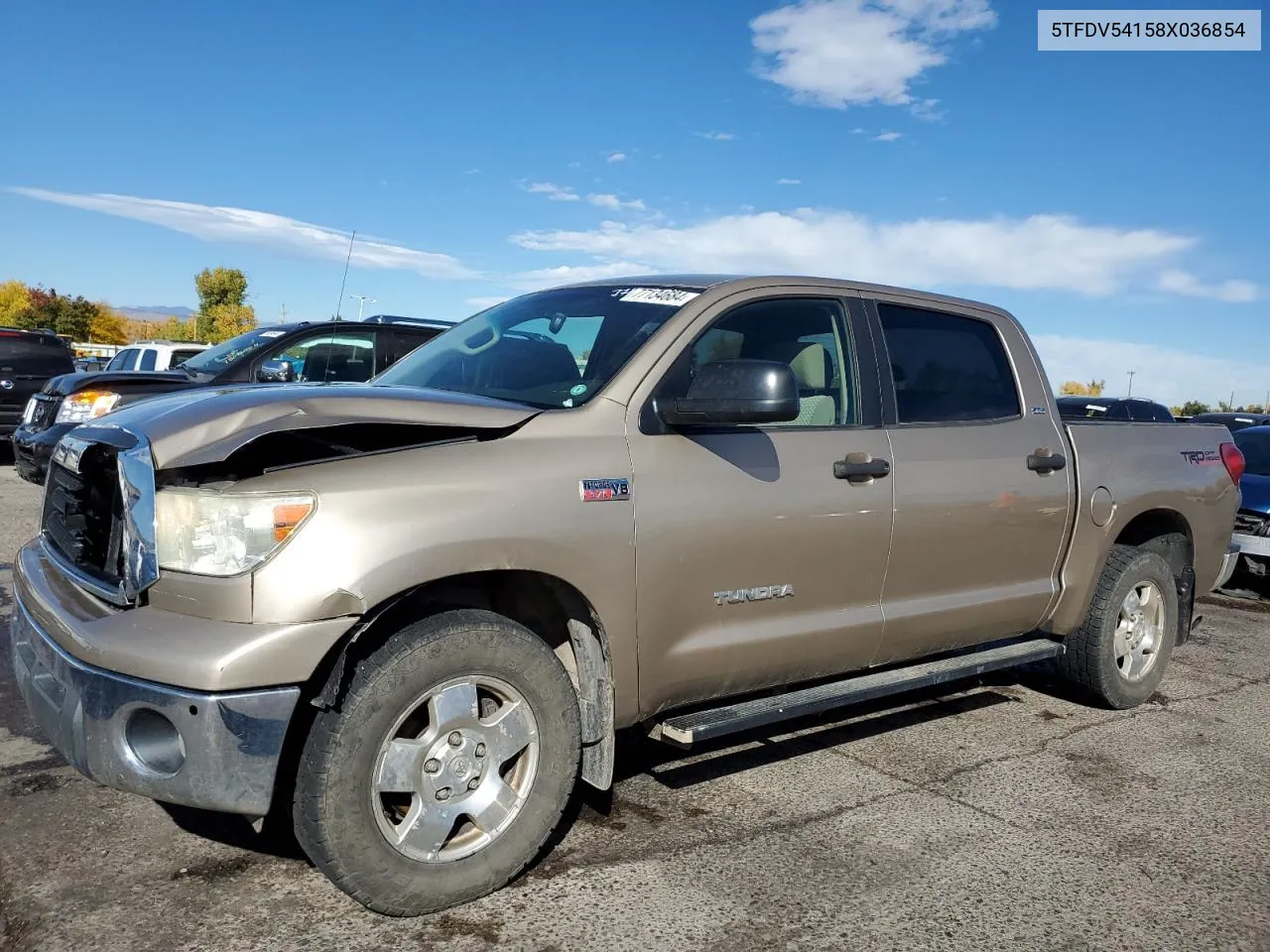 2008 Toyota Tundra Crewmax VIN: 5TFDV54158X036854 Lot: 77134684