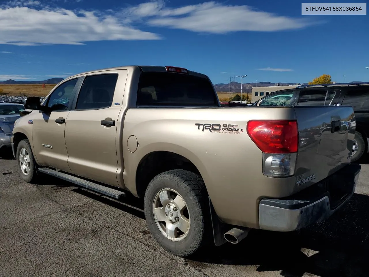 2008 Toyota Tundra Crewmax VIN: 5TFDV54158X036854 Lot: 77134684