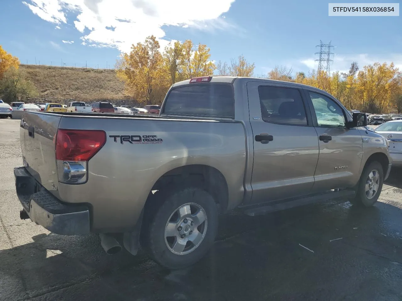 2008 Toyota Tundra Crewmax VIN: 5TFDV54158X036854 Lot: 77134684