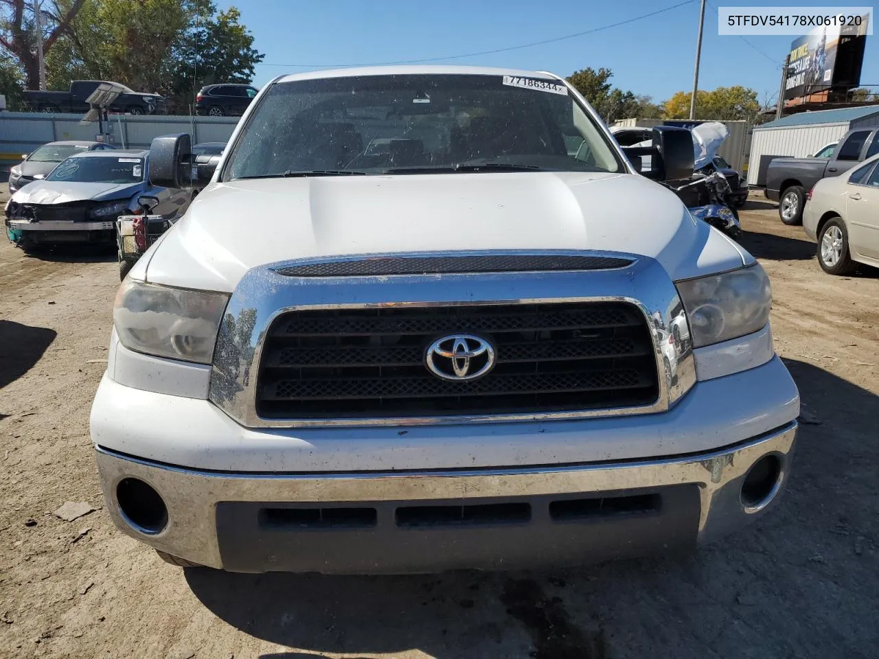 2008 Toyota Tundra Crewmax VIN: 5TFDV54178X061920 Lot: 77186344