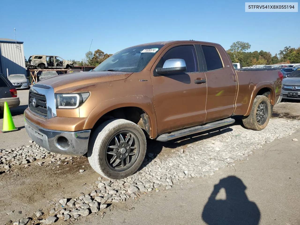 2008 Toyota Tundra Double Cab VIN: 5TFRV541X8X055194 Lot: 77636574