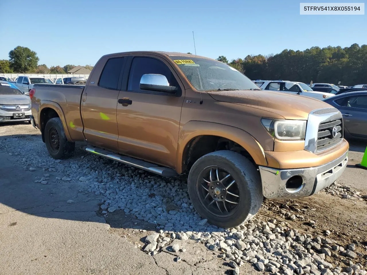 2008 Toyota Tundra Double Cab VIN: 5TFRV541X8X055194 Lot: 77636574