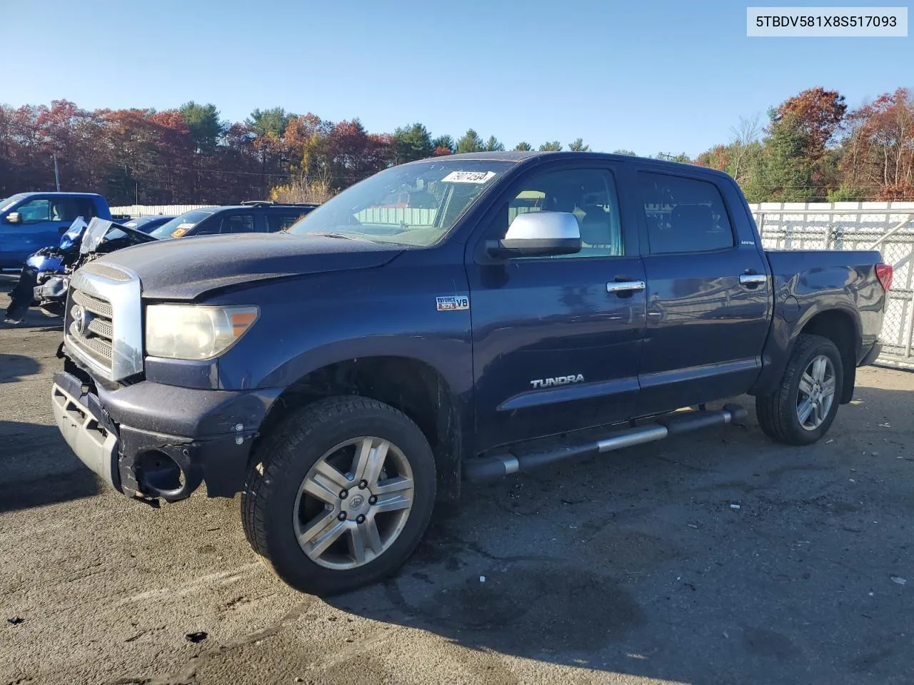 2008 Toyota Tundra Crewmax Limited VIN: 5TBDV581X8S517093 Lot: 79074554