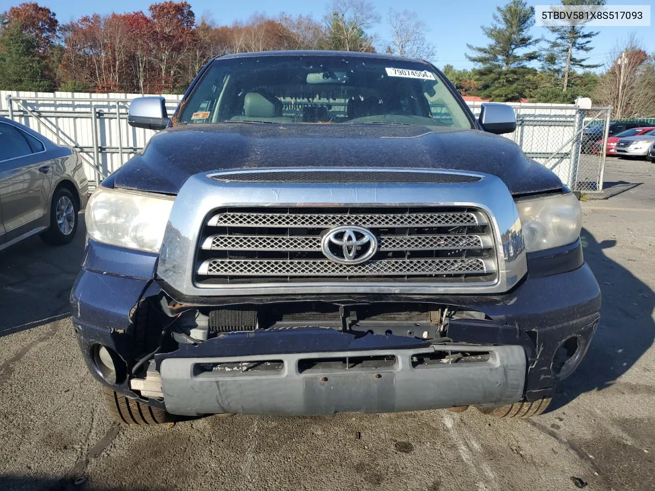 2008 Toyota Tundra Crewmax Limited VIN: 5TBDV581X8S517093 Lot: 79074554