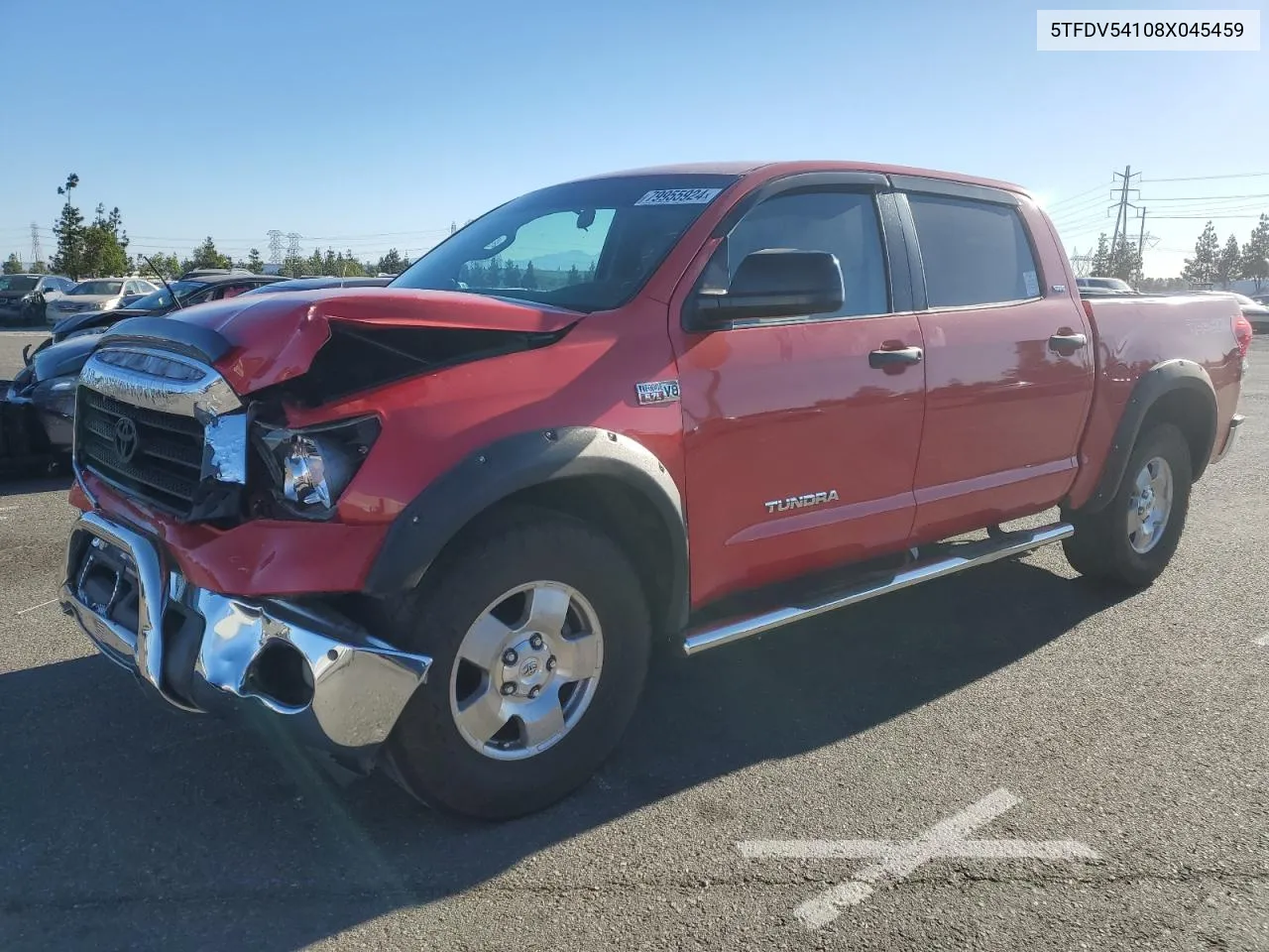 2008 Toyota Tundra Crewmax VIN: 5TFDV54108X045459 Lot: 79955924