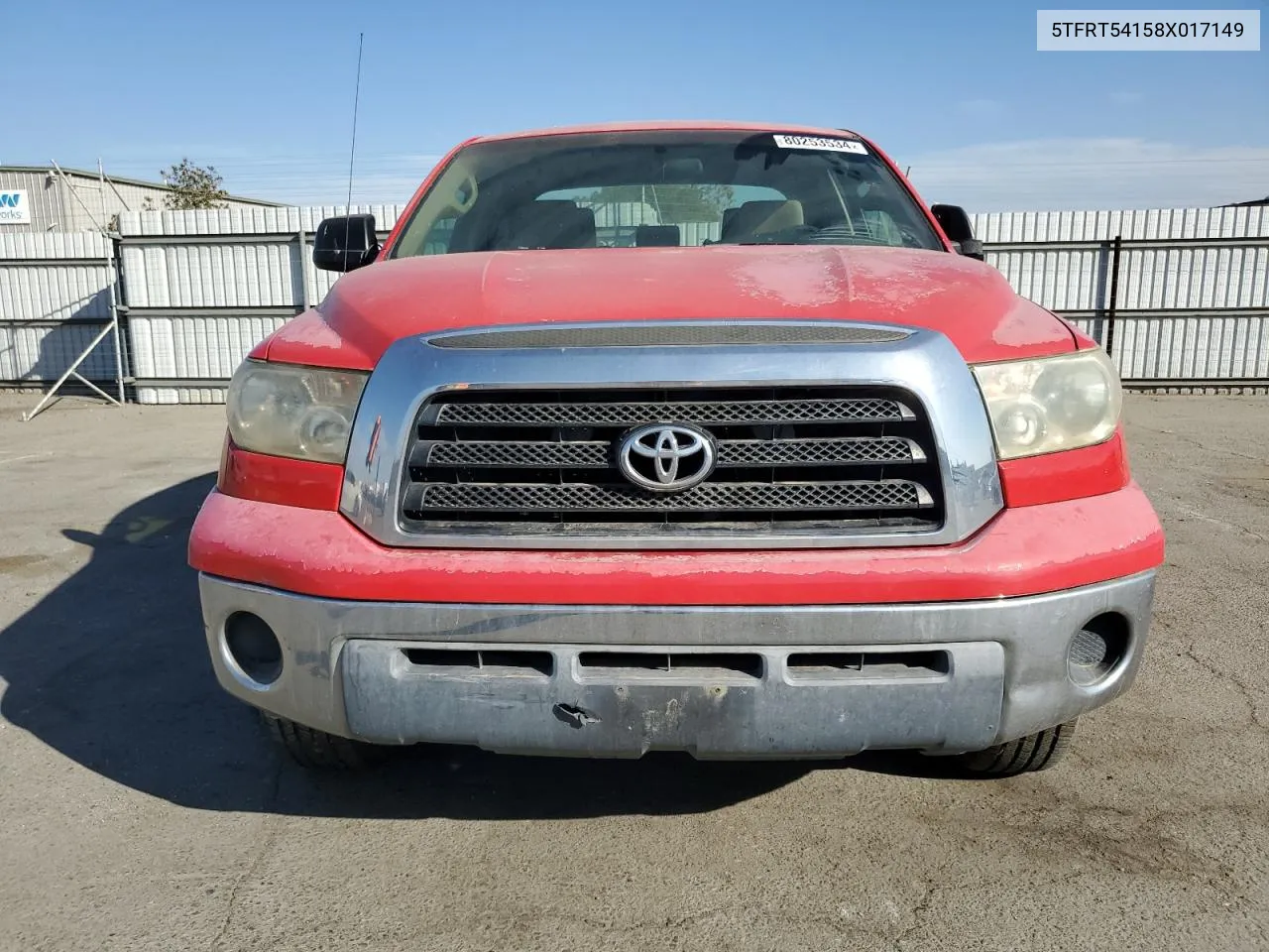 2008 Toyota Tundra Double Cab VIN: 5TFRT54158X017149 Lot: 80253534