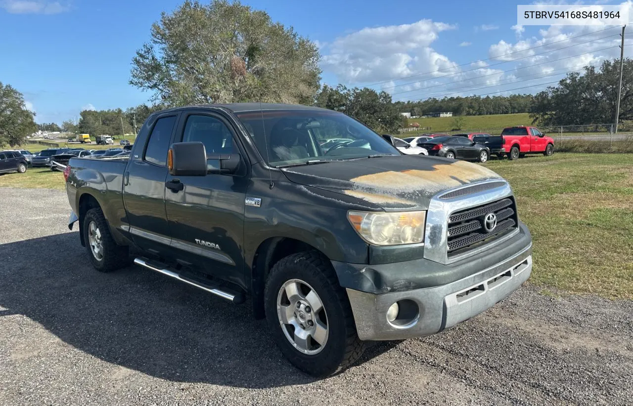 2008 Toyota Tundra Double Cab VIN: 5TBRV54168S481964 Lot: 80987664