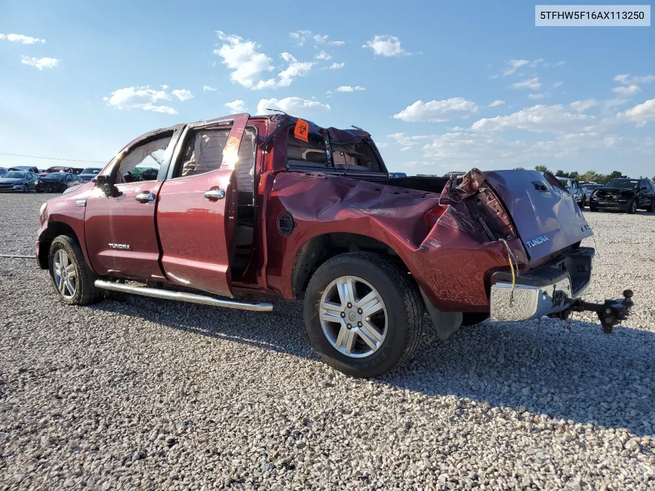 2010 Toyota Tundra Crewmax Limited VIN: 5TFHW5F16AX113250 Lot: 69619084