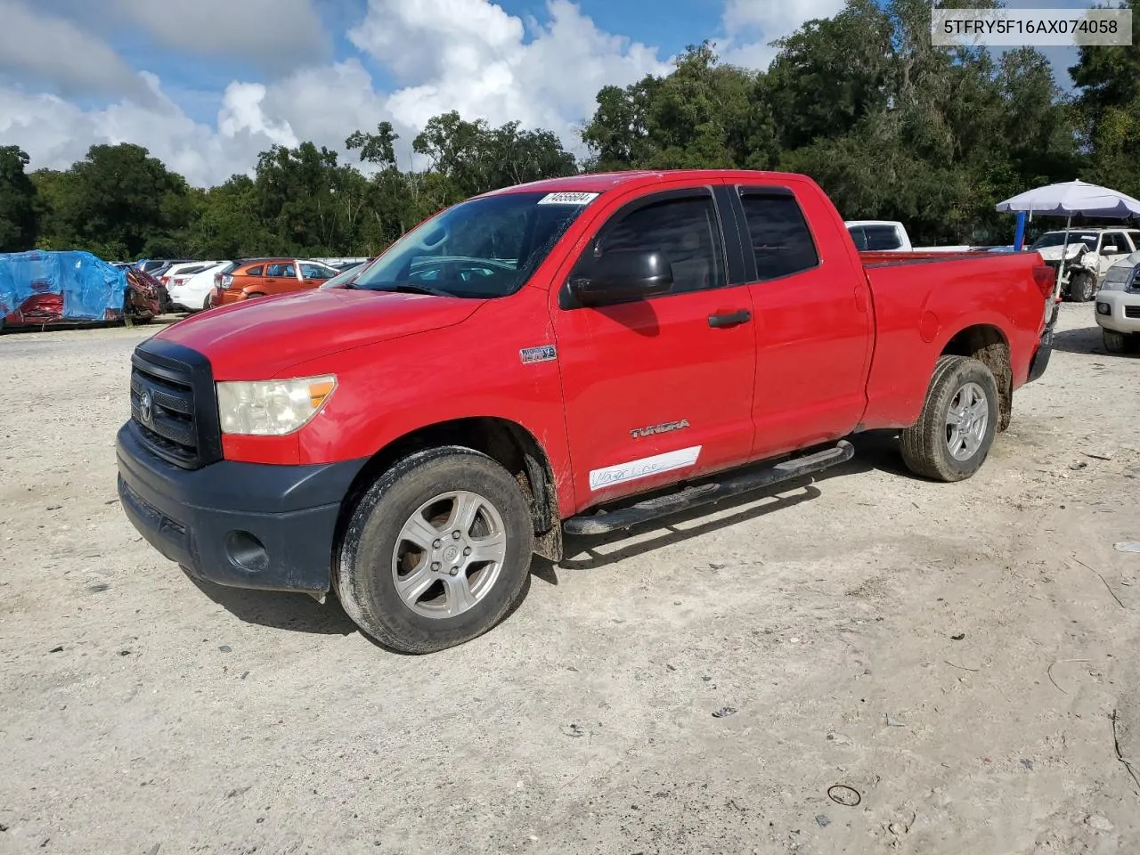 2010 Toyota Tundra Double Cab Sr5 VIN: 5TFRY5F16AX074058 Lot: 74656604