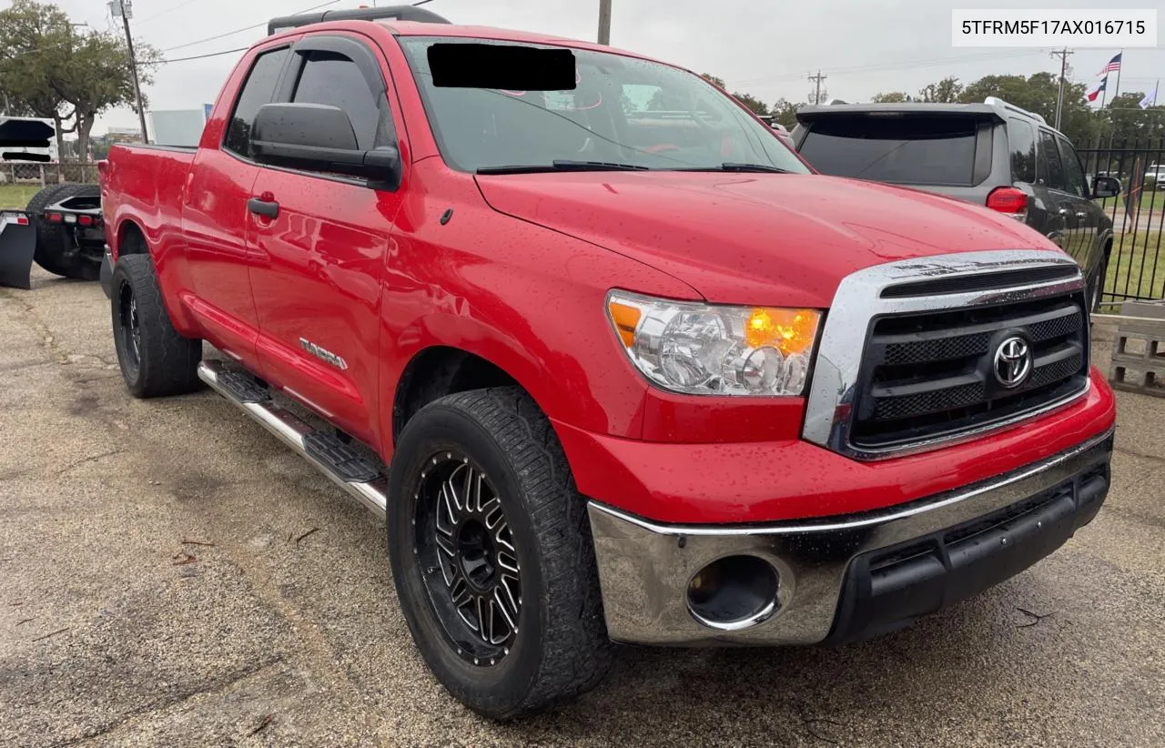 2010 Toyota Tundra Double Cab Sr5 VIN: 5TFRM5F17AX016715 Lot: 80118554