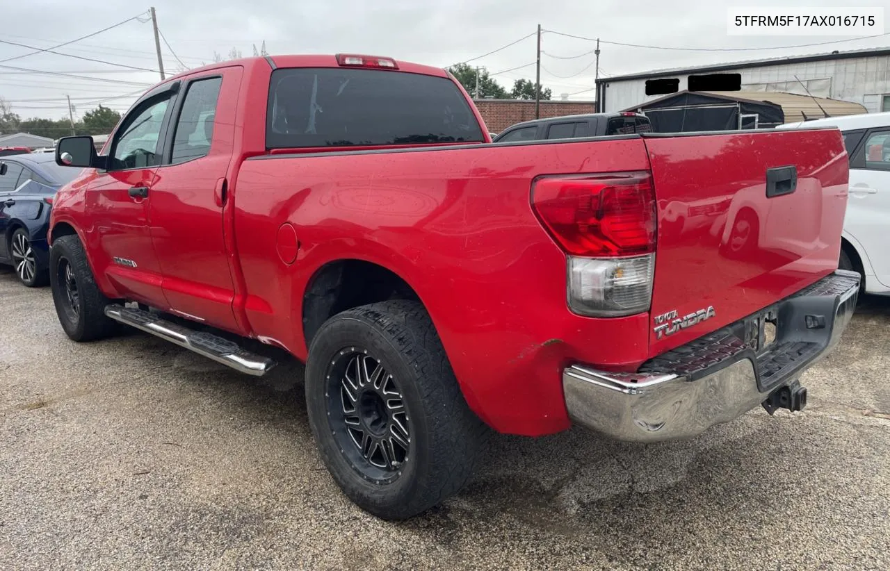 2010 Toyota Tundra Double Cab Sr5 VIN: 5TFRM5F17AX016715 Lot: 80118554