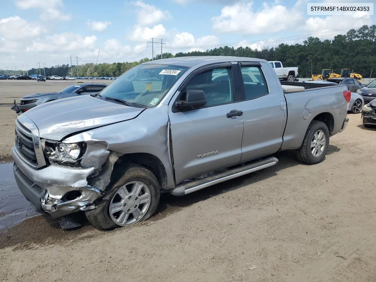 2011 Toyota Tundra Double Cab Sr5 VIN: 5TFRM5F14BX024353 Lot: 72038204