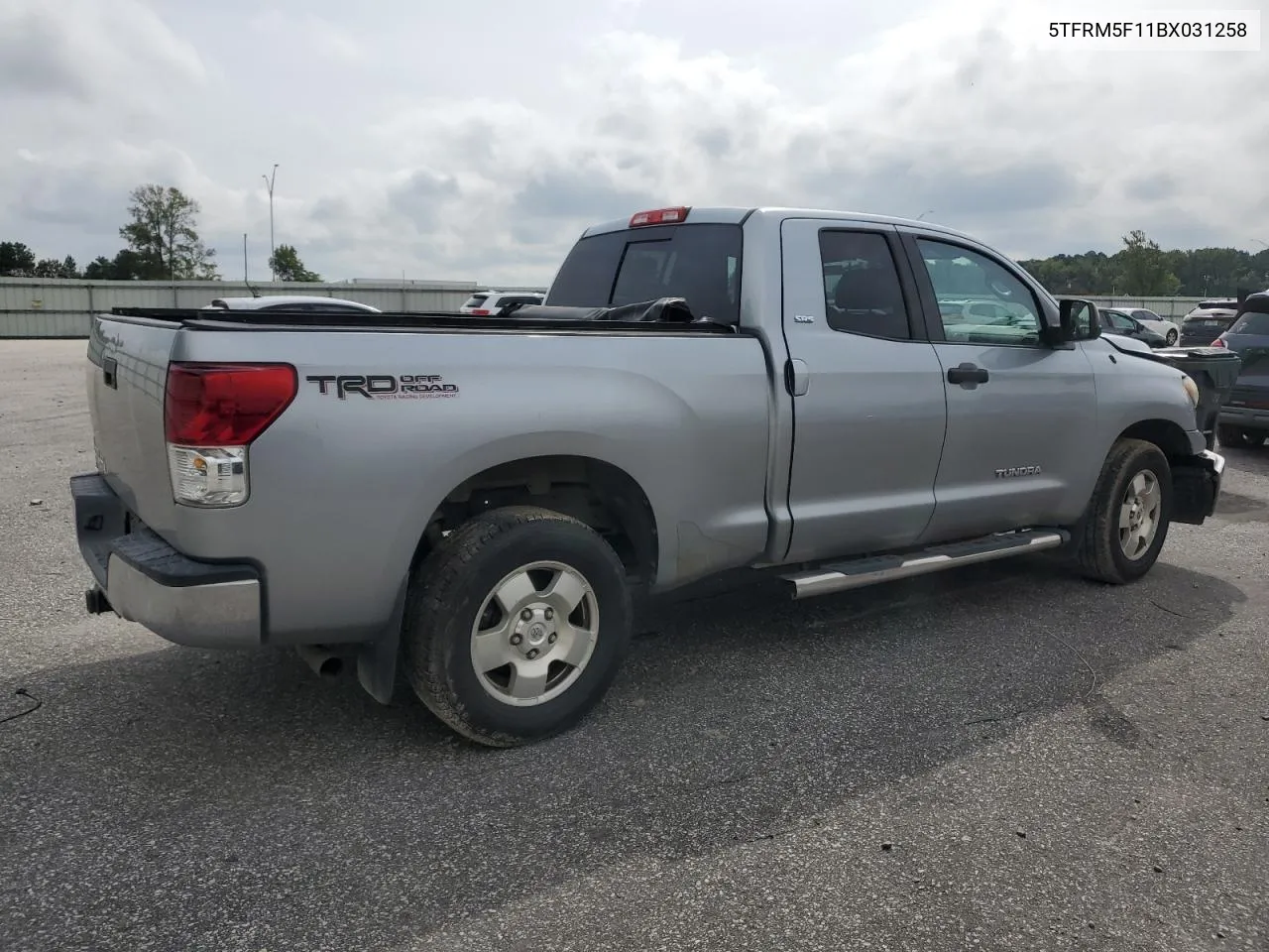 2011 Toyota Tundra Double Cab Sr5 VIN: 5TFRM5F11BX031258 Lot: 72480174