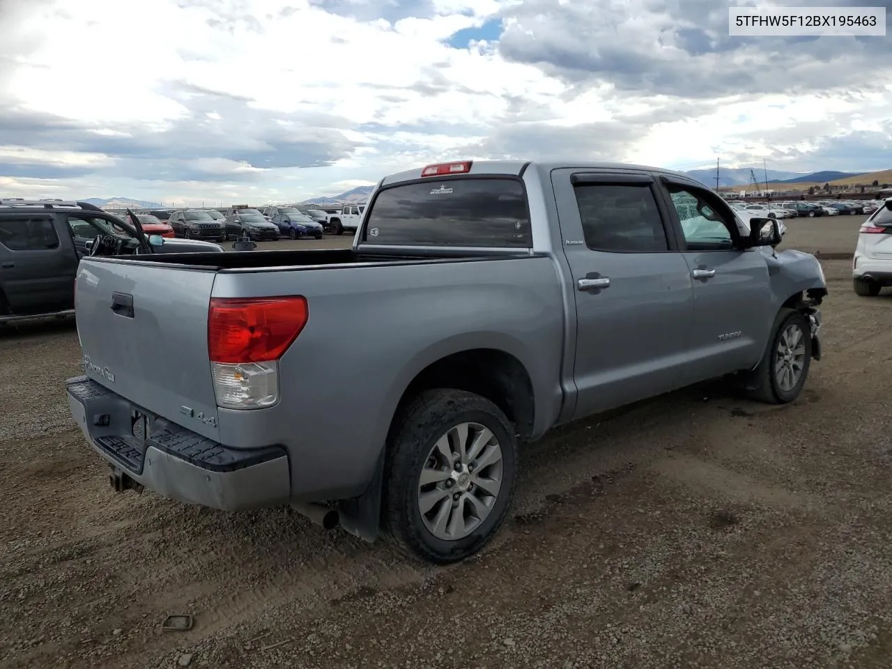 2011 Toyota Tundra Crewmax Limited VIN: 5TFHW5F12BX195463 Lot: 76452124