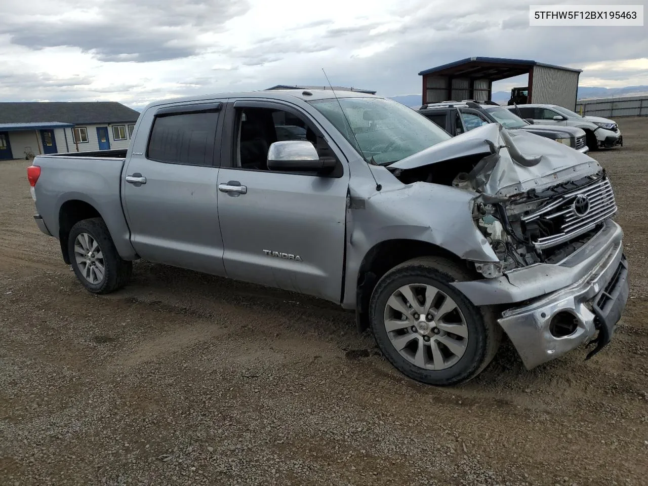 2011 Toyota Tundra Crewmax Limited VIN: 5TFHW5F12BX195463 Lot: 76452124