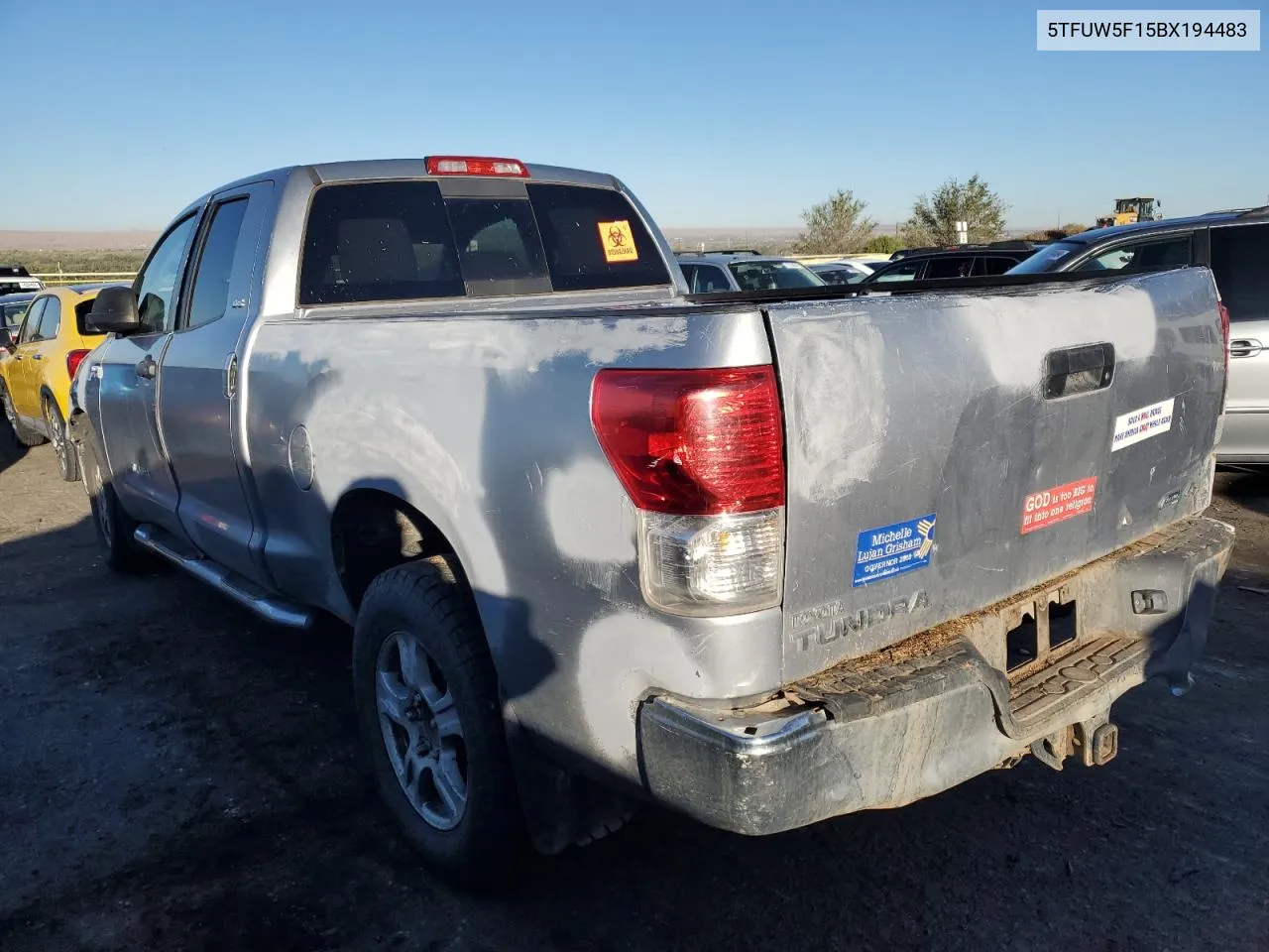 2011 Toyota Tundra Double Cab Sr5 VIN: 5TFUW5F15BX194483 Lot: 76934854