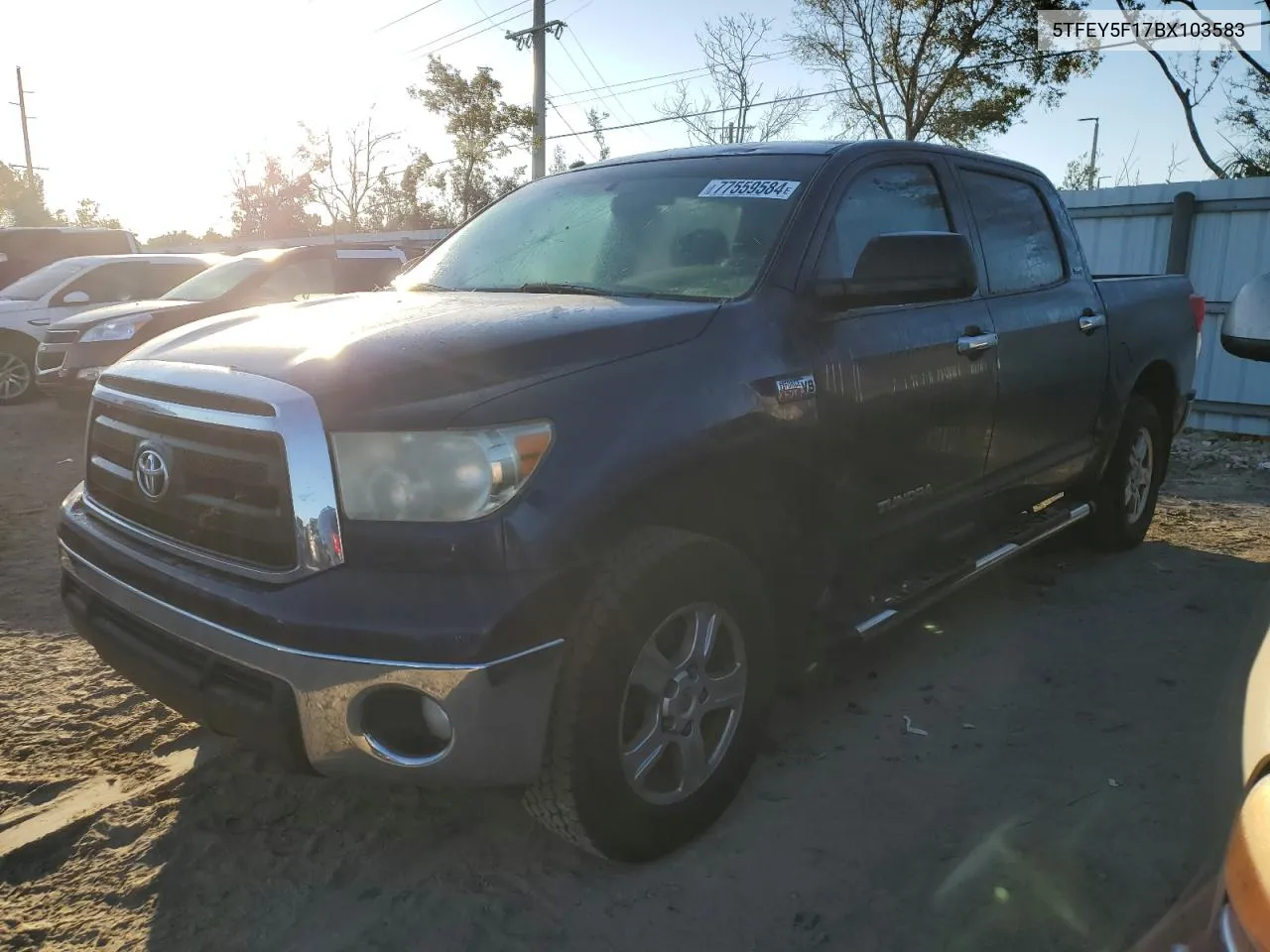 2011 Toyota Tundra Crewmax Sr5 VIN: 5TFEY5F17BX103583 Lot: 77559584