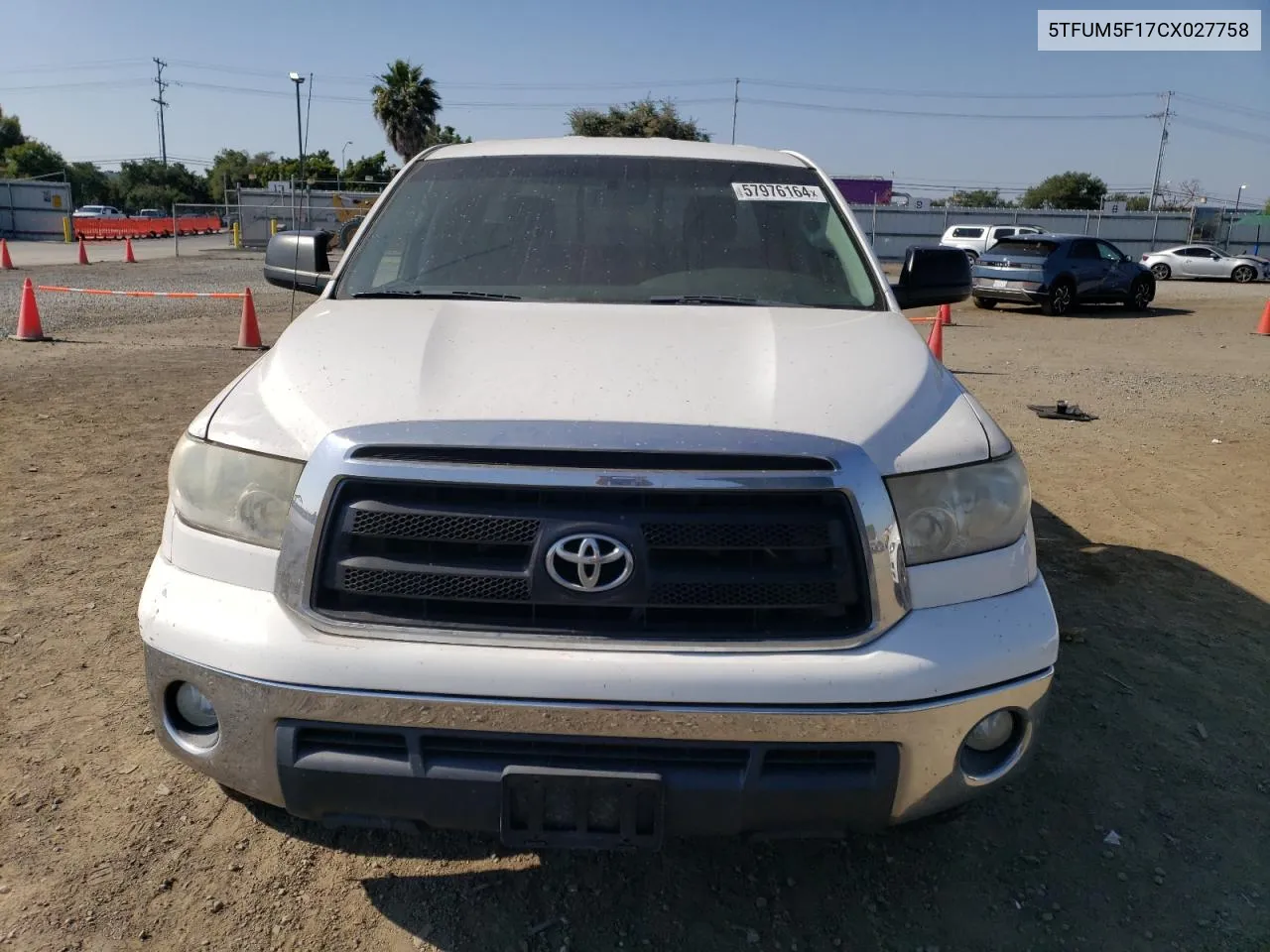 2012 Toyota Tundra Double Cab Sr5 VIN: 5TFUM5F17CX027758 Lot: 57976164