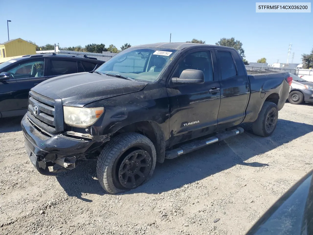 2012 Toyota Tundra Double Cab Sr5 VIN: 5TFRM5F14CX036200 Lot: 72388794